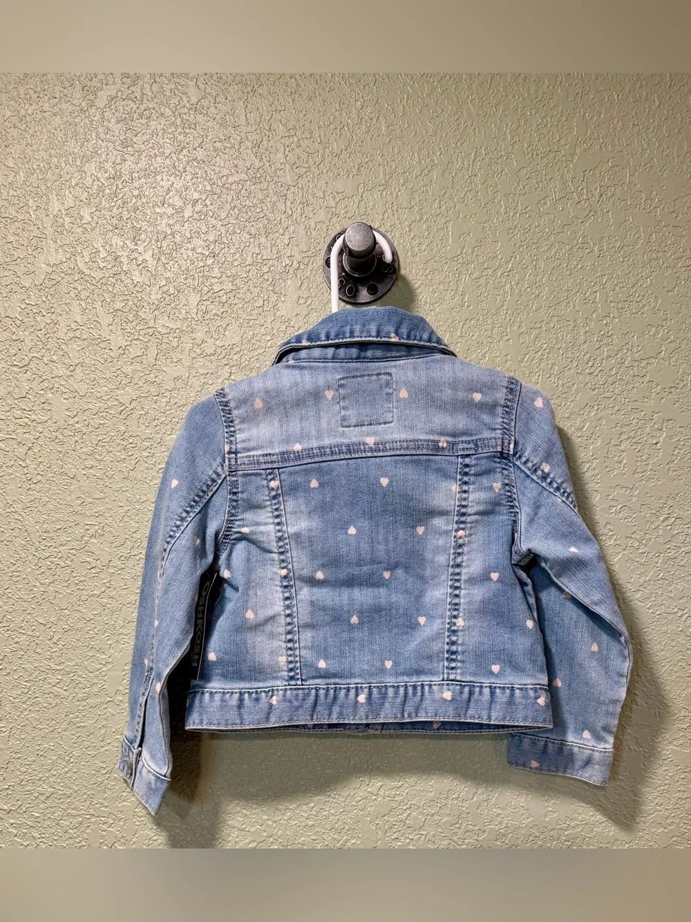 OshKosh B'gosh Light Blue Denim Jacket with Pink Heart Print NWT 2T